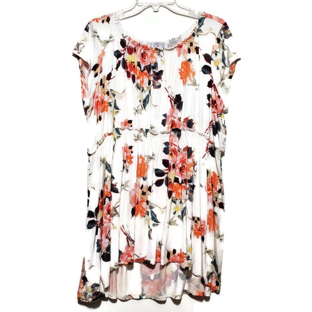 NWOT - OSO Casual Knit Summer Floral Elastic Waist Top, Size 1X